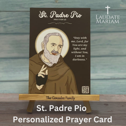 Personalized St. Padre Pio Prayer Card with Scannable QR Code