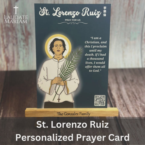 St. Lorenzo Ruiz Personalized Prayer Card with Scannable QR Code