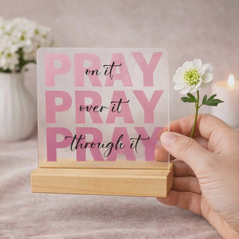 Personalized Wooden Prayer Plaque with Bible Verse – Catholic Tabletop Stand