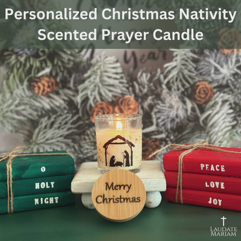 Personalized Christmas Nativity Scented Prayer Candle