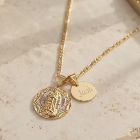 Personalized Marian Necklace – Gold-Plated Virgin Mary Pendant