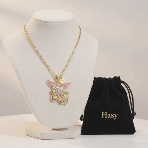Personalized St. Michael the Archangel Pendant Necklace – Gold-Plated