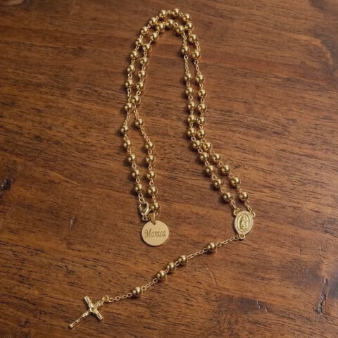 Personalized gold Catholic rosary necklace video