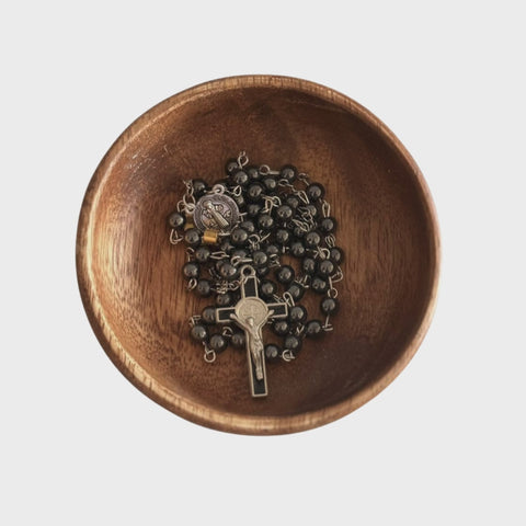 Personalized St. Benedict Protection Rosary – Black Edition