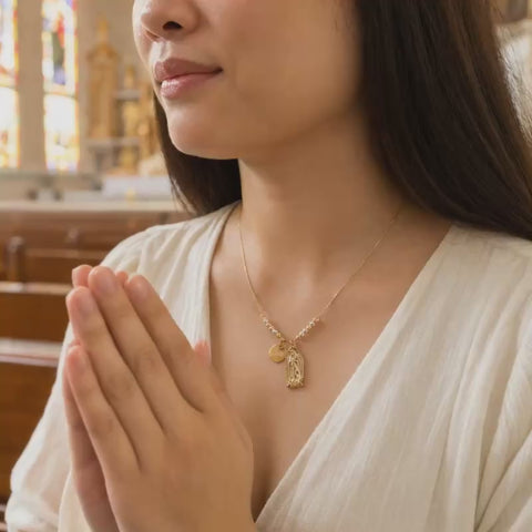 Our Lady of Grace Virgin Mary Medal Necklace