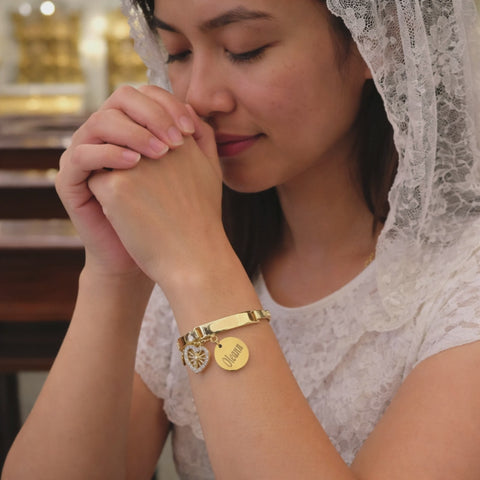 Personalized Catholic Gold Bracelet for Women with St. Joseph Medal – Stainless Steel Faith Jewelry Gift