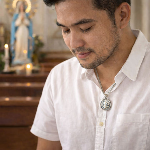 St. Benedict Medal Necklace for Men – Stainless Steel Catholic Protection Pendant