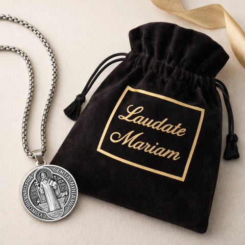 St. Benedict Medal Necklace for Men – Stainless Steel Catholic Protection Pendant