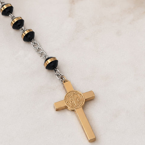 Personalized Black Rubber Rosary with Blessed Virgin Mary Pendant – Custom Catholic Prayer Beads