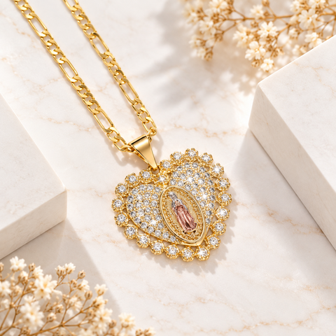 Personalized Marian Heart Pendant Necklace – Gold-Plated Stainless Steel