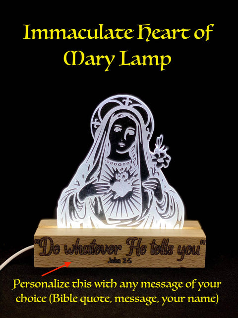 Immaculate Heart of Mary Personalized Lamp