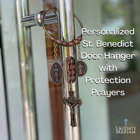Personalized St. Benedict Door Hanger with Protection Prayers